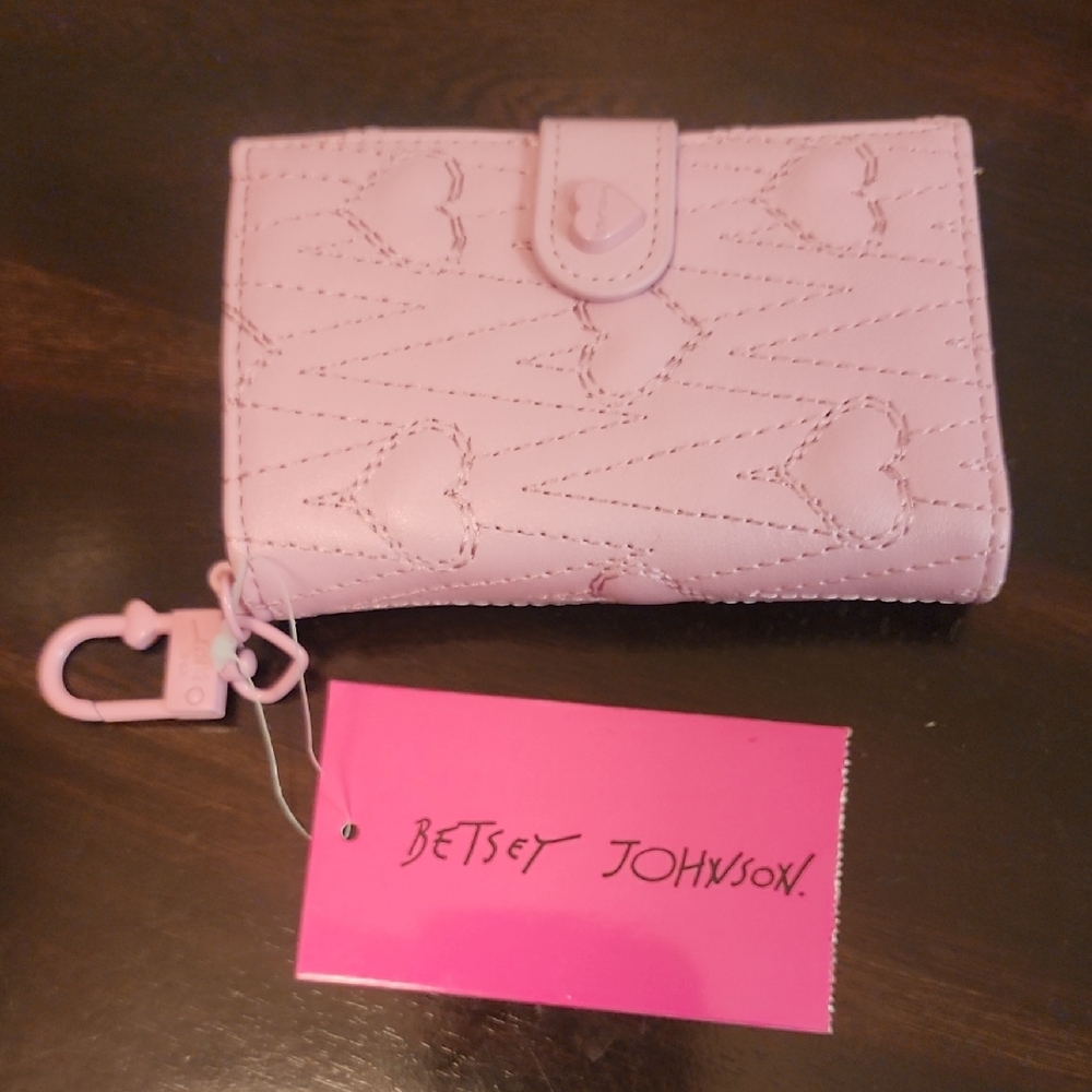 Betsey Johnson Light Pink Heart-Patterned Wallet